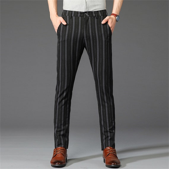 Firenze Dark Blue Striped Slim Fit Pants – Men's Priorities