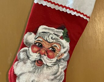 Vintage style Santa stocking Hand Painted
