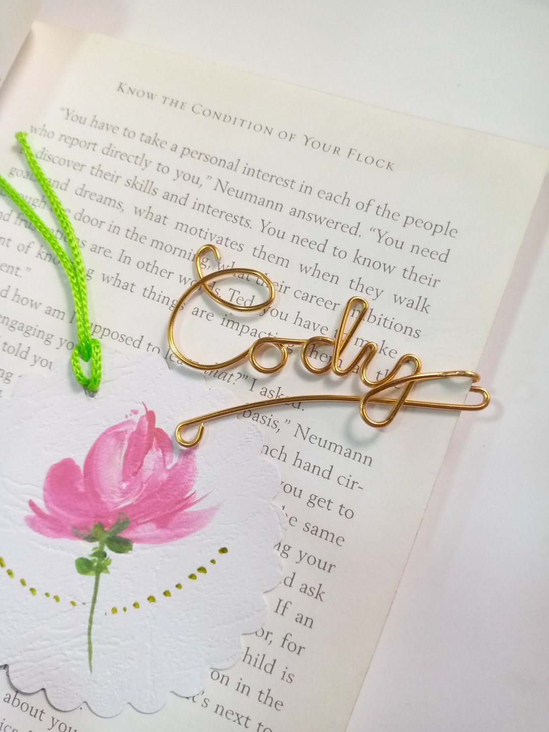 Custom Wire Name Bookmark, Name/word Paperclip, Book Page Marker