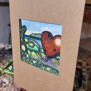 Tarjetas de San Valentín - Mini Acuarela Original Pintura en una Tarjeta