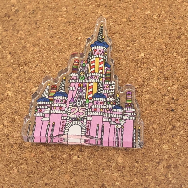 Walt Disney World/'s 25th Anniversary Candy Cake Castle Inspired Acrylic Pin