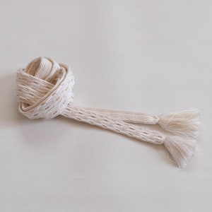 White Obijime - Golden Thread - Vintage Obijime Belt - Kimono Accessories - Japanese Accessories - Bohemian Look
