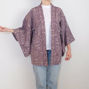 Florale Haori - Violette Haori - Haori für Frauen - Vintage Japanische Kleidung - Kimono Cardigan - Haori Jacke - Boho - Grundfaser Seide