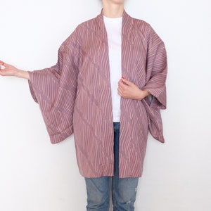 Beautiful Violet & Pink Haori - Authentic Japanese Wear - Vintage Haori - Kimono Cardigan - Primary Fiber Silk