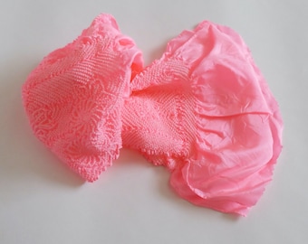 Shibori Obiage - Neon Pink Obiage - Hand-Tie Dye - Excellent Condition - Silk Obiage - Authentic Kimono Accessories - Vintage Wear