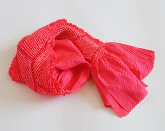Pink Obiage - Shibori Hand-Tie Dye - Silk Obiage - Authentic Kimono Accessories - Vintage Wear