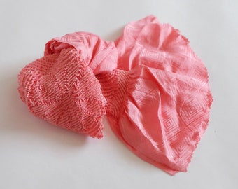 Pink Obiage - Shibori Hand-Tie Dye - Silk Obiage - Authentic Kimono Accessories - Vintage Wear
