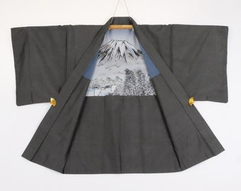 Excellent Condition - Oshima Silk Fabric - Hand-Painted Lining - Authentic Japanese Vintage Wear