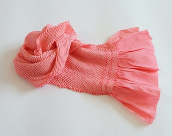 Pink Obiage - Shibori Hand-Tie Dye - Silk Obiage - Authentic Kimono Accessories - Vintage Wear