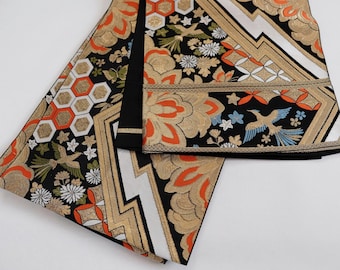 Floral Obi Sash - Phoenix Motif - Fukuro Obi - Kimono Obi Belt - Silk Obi - Vintage - Kimono Accessories