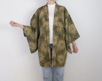 Green Haori - Excellent Condition - Japanese Kimono Cardigan - Vintage Wear - Haori - Women - Primary Fiber Silk