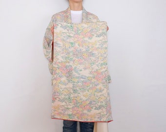Floral Kimono - Traditional Japanese Motifs - Japanese Authentic Kimono - Vintage - Kimono Dress - Primary Fiber Silk