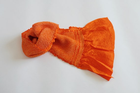 Orange Obiage - Shibori Hand-Tie Dye - Silk Obiag… - image 1