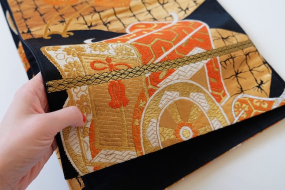 Black & Gold Obi - Japanese Traditional Motif - Fukuro Obi  display picture 1