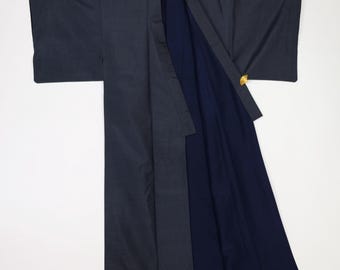 Blue Kimono - Oshima Silk Fabric - Kimono For Men - Vintage Kimono from Japan - Male Fashion