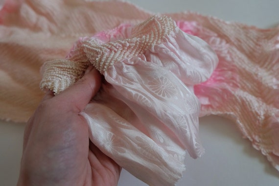 Pink Obiage - Shibori Hand-Tie Dye - Silk Obiage … - image 3