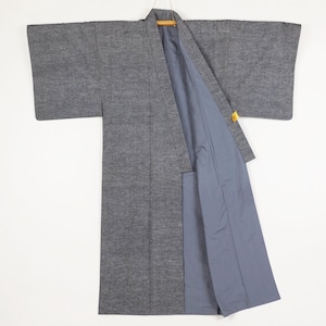 Kimono For Men - Gray Kimono - Tsumugi Raw Silk - Vintage Japanese Wear - Silk Kimono