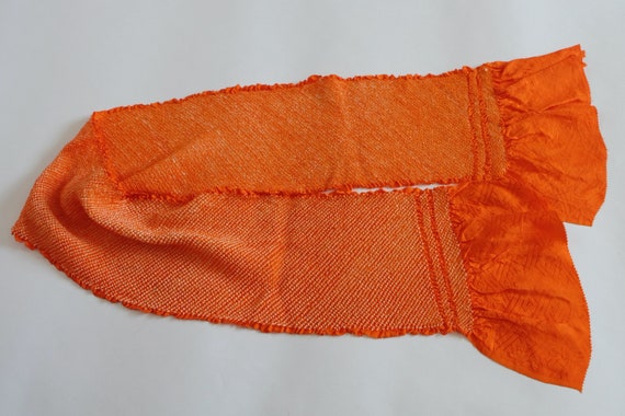 Orange Obiage - Shibori Hand-Tie Dye - Silk Obiag… - image 5