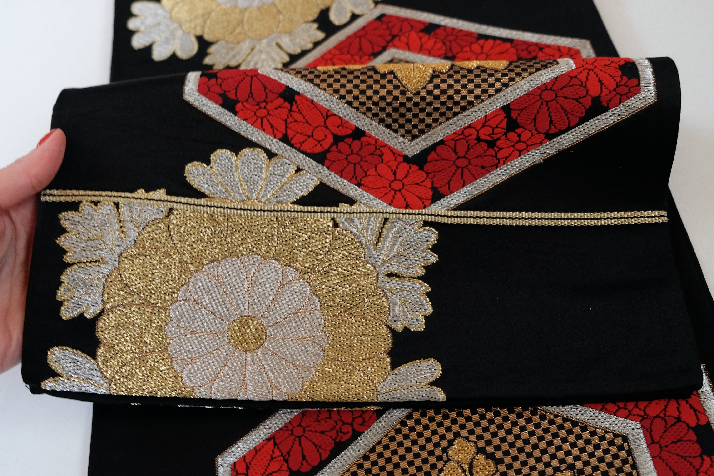 Akinobu Kashimura様 Floral Obi Sash - Japanese Kamon Motifs - Kimono Accessories