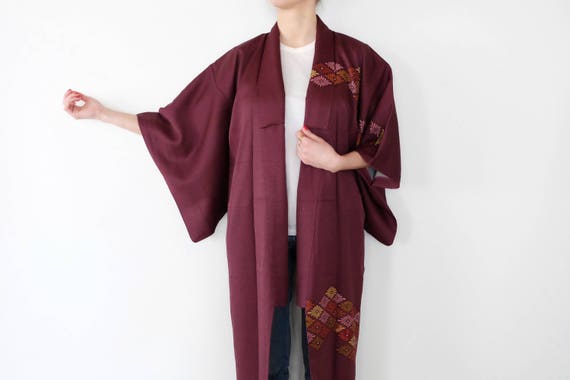 burgundy kimono dress Burgundy/plum Floral - Primary Fiber Silk - Vintage - Japanese Long Kimono - Kimono - Gift for Her - Authentic Japanese Kimono Amazon.com: homdor Satin Bridesmaid Size:customized NY STORAGE Fringe Slip Confidence Do let