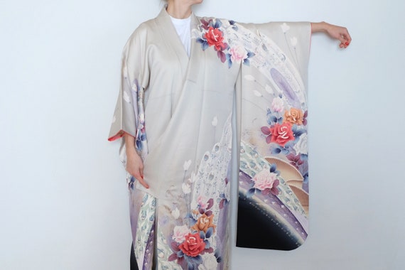 Gorgeous Floral Furisode - Japanese Long-sleeved Kimono - Furisode