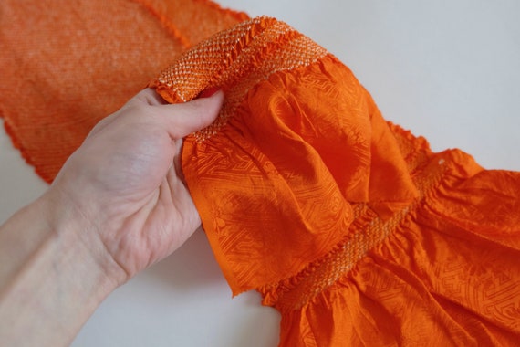 Orange Obiage - Shibori Hand-Tie Dye - Silk Obiag… - image 2