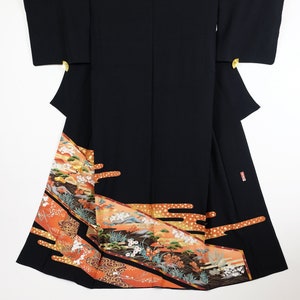 Kuro Tomesode Kimono - Black Kimono - Preloved Japanese Kimono - Traditional Clothing from Japan