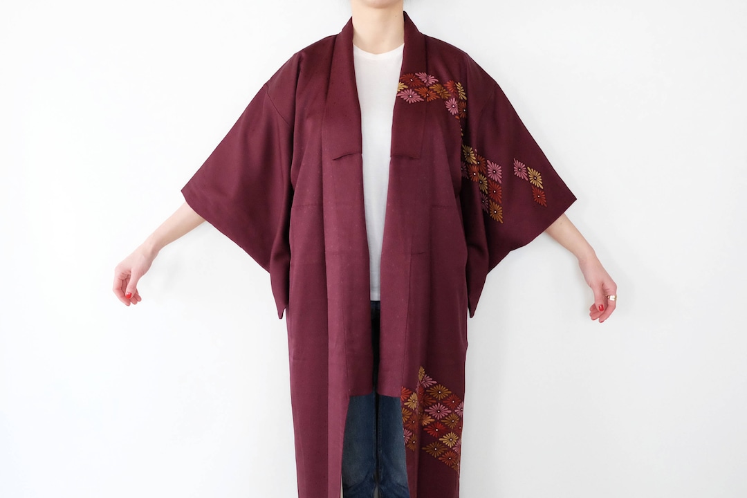 Silky Kimono Dress - Burgundy