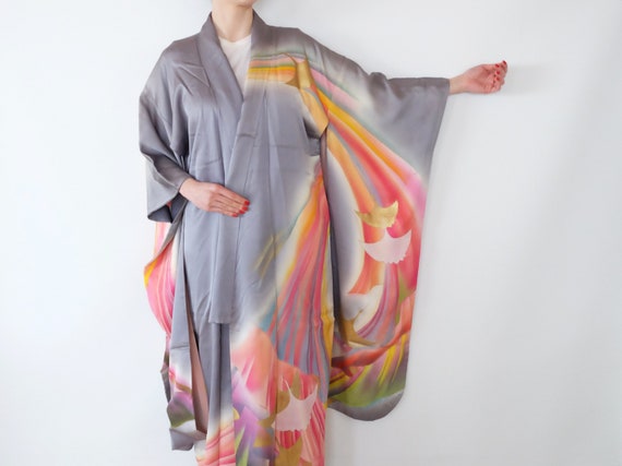 Furisode Kimono - Silk Kimono - Vintage Wear - Japanese Furisode