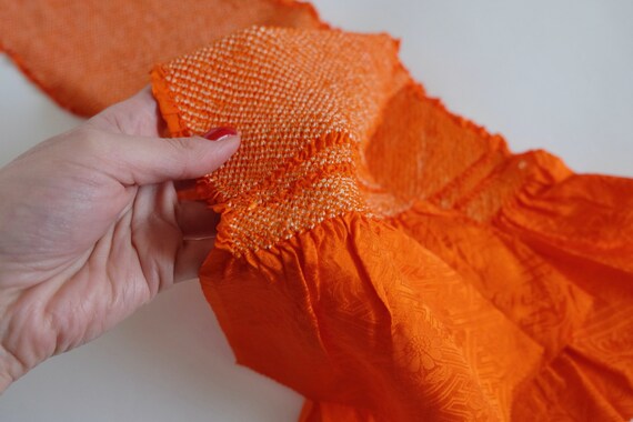 Orange Obiage - Shibori Hand-Tie Dye - Silk Obiag… - image 3