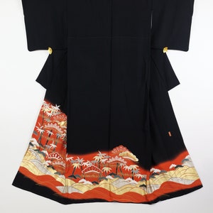 Kuro Tomesode Kimono - Black Kimono - Preloved Japanese Kimono - Traditional Clothing from Japan