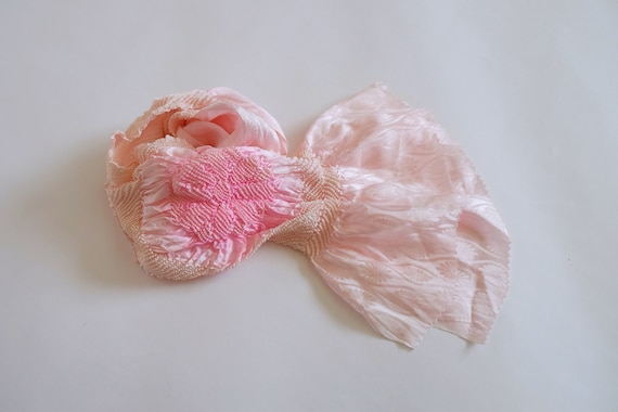 Pink Obiage - Shibori Hand-Tie Dye - Silk Obiage … - image 1