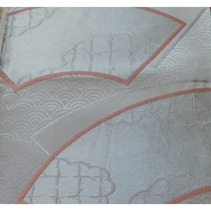 Silver Obi - Traditional Japanese Motifs - Authentic Obi Sash For Kimono - Fukuro Obi - Vintage - Silk