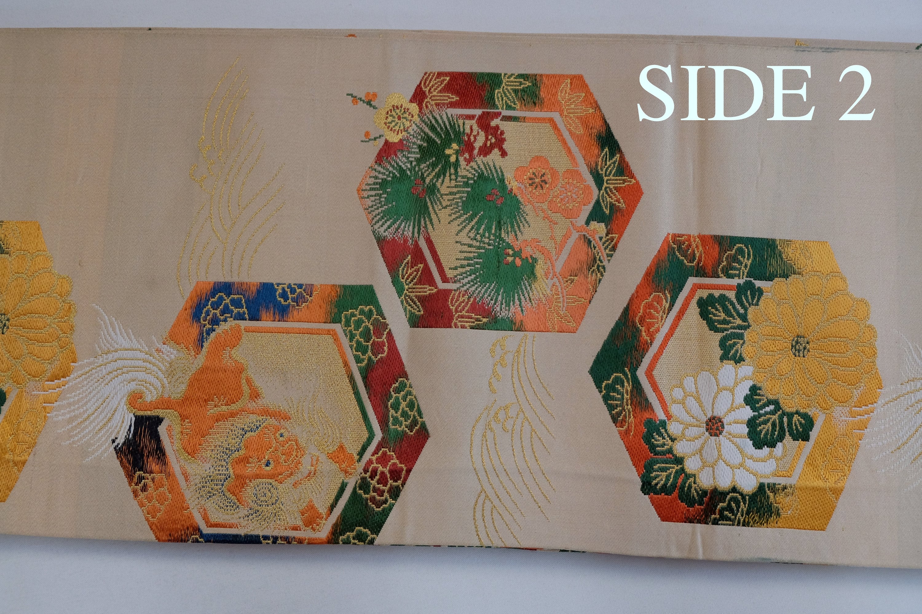 Stunning Two Side Pattern Obi - Traditional Japanese Motifs