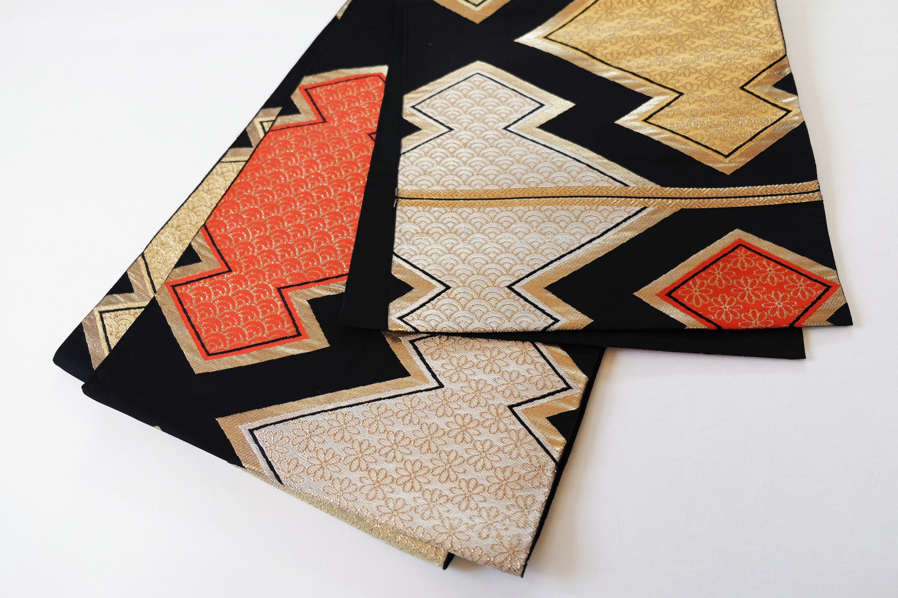 Ceinture kimono obi argent phoenix