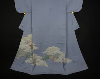 Gorgeous Kimono with Bonsai Pattern - Pastel Kimono - Vintage Clothing from Japan - Authentic Kimono - Kimono for Women