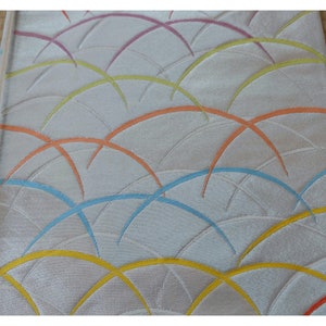 Silver Obi - Iconic &#39;Shibakusa&#39; Design - Authentic Obi Sash For Kimono - Fukuro Obi - Vintage - Silk