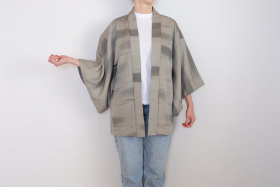 Shibakusa Motif Haori - Gray Haori - Haori for Women - Vintage
