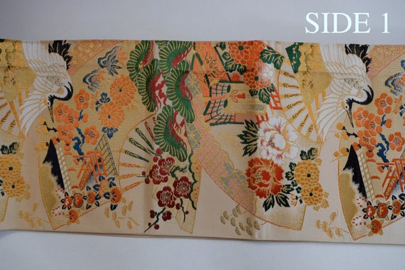 Stunning Two Side Pattern Obi - Traditional Japanese Motifs
