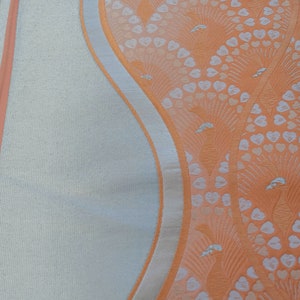 Silver & Pink Obi Sash - Peafowl Motif - Fukuro Obi - Silk Obi Sash - Vintage - Kimono Accessories