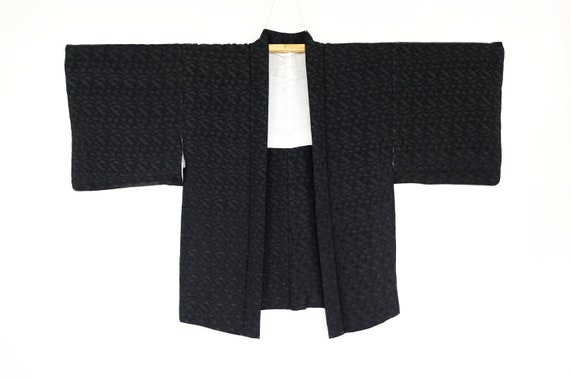 Black Haori With Small Folding Fans Haori Cardigan for Women Primary Fiber Silk Vintage Haori Etsy