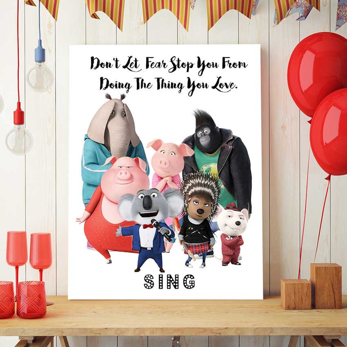 Sing Movie Birthday Party Printable All Cast Sing Decor For | Etsy