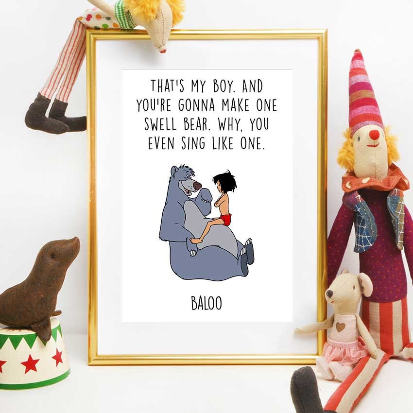 jungle book quote baloo and mowgli print disney quotes etsy