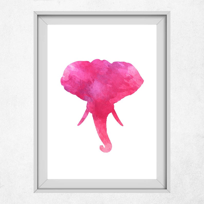 Pink Elephant Head Art Elephant Head Print Pink Elephant Head Art Elephant Head Girl Room Pink Nursery Decor Kids Room Decorations