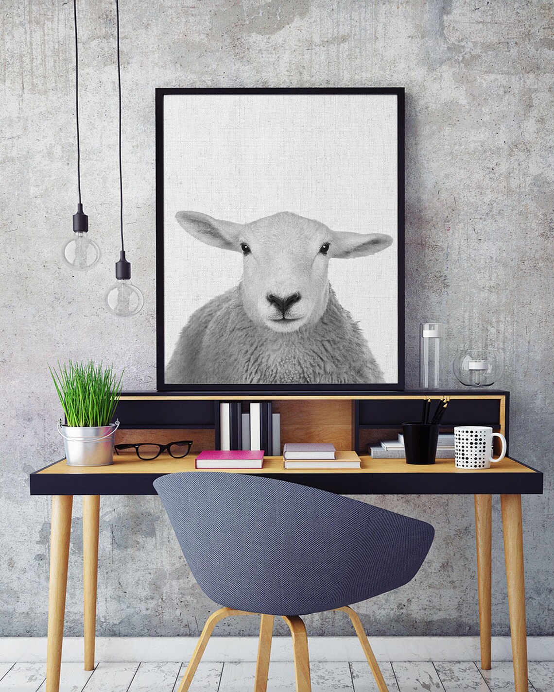 Sheep Painting Farm Sheep Art Sheep Head Wall Art Farm Etsy