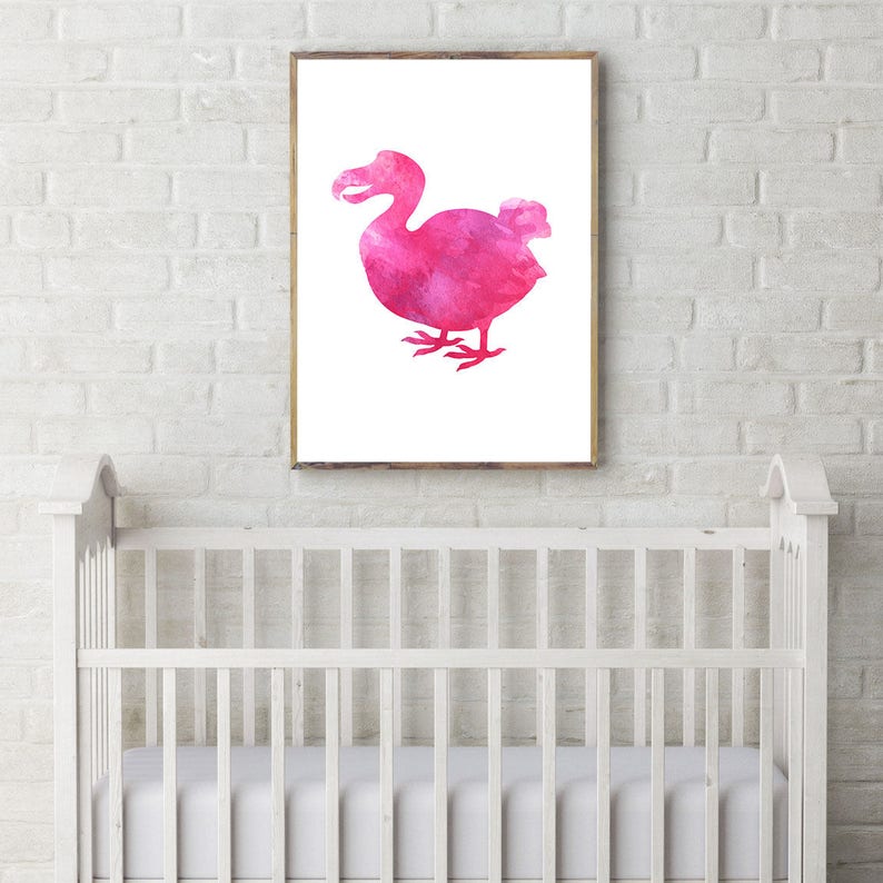 Watercolor Dodo Print Pink Dodo Art Dodo Painting Bird Etsy
