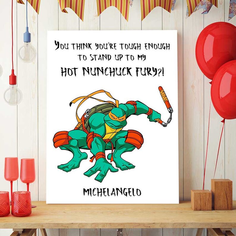 Tortues Ninja Partie Decor Citation De Michel Ange Tmnt Etsy