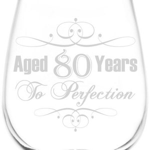 76th - 80th | Aged To Perfection Elegant & Vintage Birthday Celebration Inspired - Laser Engraved 12.75oz Libbey Wine Taster Glass