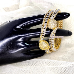 Indian CZ Bangles: Gold Rhodium Plated Diamanté Jewelry