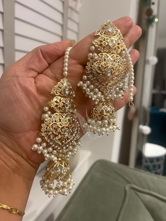 Handcrafted Gold Plated Jhumki Earrings: Indian Pakistani Jewelry